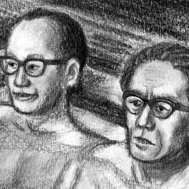 敬愛する画家石井鶴三と温泉に浸かる私