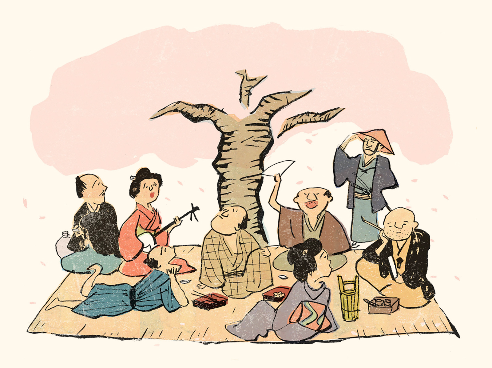 長屋の花見 伊野孝行のイラスト芸術 Illustrator Takayuki Ino S Website